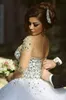 2022 Robes de mariée à manches longues avec strass robe de bal dos nu robe de mariée Cystal luxe robes de mariée printemps robes de Quinceanera