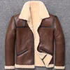 Men's Leather & Faux Men's Jacket Winter Real Men Sheepskin Coat Genuine Shearling Jackets Wool Lining L1962