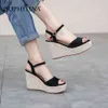 Sophitina Mulheres Sandálias Plataforma de Moda Salto Alto Verão Aberto Toe Stud Straw Cunhas Sapatos com São Sexy Ankle Senhoras Sandálias PO672 210513