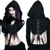 Women's Hoodies & Sweatshirts Hirigin Black Hoodie Women Long Sleeve Gothic Short Halloween Fancy Crop Sweatshirt Costumes Female Hooded Cas