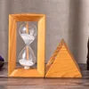 Outros relógios Acessórios TRIANGULE Wood Glass Hourglass 5 minutos Tempo Temporizador Kid Toothbrush Sandglass Colorful Sand Relógio De Estudo De Relógio