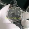 PO real com caixa original relógio masculino Dial preto Aço inoxidável Correia de couro Pam 00754 Mecânica automática transparente M295J