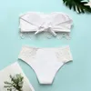 Women's Swimwear Sexy High Waist Bikini Women 2021 Swimsuit Female Bathing Suit Black White Lace Bandeau Bikinis Set Swim Wear