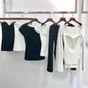 Lato Slim Out Pasuje Mody Kobiety Odzież V-Neck Bez Rękawów Knitting Pullover High Waist T-shirt WL09500L 210421