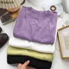 Maglietta estiva di base Donna lavorata a maglia manica corta Falso in due pezzi Patch Tee Elasticità O Collo Maglietta superiore femminile 210422