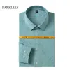 Jacquard Bamboo Chemises Hommes Automne Chemises à manches longues pour hommes Non Iron Plaid Chemise Homme Business Work Mens Robe Chemise 210524