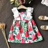 2019 verano lindo sandía niño niña vestidos frutas niña vestidos ropa de bebé sin mangas 3 4 5 6 7 años niña vestido fiesta Q0716