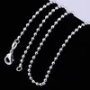 Collier chaîne plaqué argent sterling 925 de 2 mm pour hommes et femmes, style hip hop, perles unisexes lisses, colliers adaptés aux pendentifs, breloques, bijoux de déclaration, accessoires de bricolage, cadeau