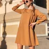 Women Vintage Sashes A-line Party Dress Long Sleeve O neck Solid Elegant Casual Dress Spring New Fashion Women Dress 210412