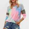 Women's long sleeve top Style for Autumn and Winter casual bottom T-Shirt Tie-Dye Leopard Print T-shirt 210508