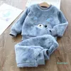 Çocuklar Giysileri Flanel Bebek Pijama Kış Salonu Seti Uzun Johns Kız Loungewear Erkek Pijama Suit 211203