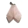 Cirkulär Cone Natursten Hängsmycke Hang Pendulum Dekorationer Reiki Healing Chakra Rose Quartz Crystal Pendulo Charms för halsband Örhängen gör 14x27mm