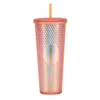 24 oz Personlig Iridescente Bling Arcobaleno Unicorno Studded Cold Cup Tumbler Tazza da caffè con cannuccia YFA3057