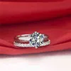 Luxury Brand 1.5 Ct Lab Diamond Weeding Ring Set Solid 925 Silver Wedding For Women Band Jewelry Stackable s 211217