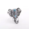 Böhmen Antik Guld Elephant Flower Rose Heart Crown Carved Ring Set Knuckle Finger Midi Ringar för Kvinnor Smycken