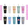 22OZ TUMBLERS Matte Colored Acrylic Tumbler with Lids and Straws Double Wall Plastic Reusable Cup WLL838