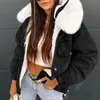 سترات نسائية 2022 Winter Women Faux Fur Coat Long Longe Shiceen Hood Plush Dark Dark Sipper Garge Sipped Musticed Button Outdured