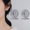 Female shiny diamond 925s round hypoallergenic earring sticks bride bridesmaid gift earrings fashion luxury exquisite jewelry P6982