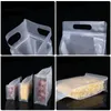 500 stks / partij 4 stijlen kraftpapier transparant frosted octagon plastic zakken vierkante bodem ritssluiting pe gedroogde fruit rijst voedselzakken