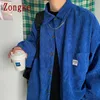 洋服のためのZongke Corduroyの男性のシャツのためのシャツのためのハラジュク黒韓国のスタイル長袖ビンテージ服3xl 210721