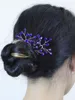 ヘッドピースロマンチックな青いラインストーンヘアピンの手作りの魅力的なティアラの結婚式の髪の装飾品フェスティバルヘッドジュエリー3pcsブライダルヘアクリップ