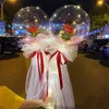 Saplamalı LED Balon, Aydınlık Şeffaf Gül Buket Balonları Düğün Doğum Günü Partisi Dekorasyonları LED Hafif Balon Y0628071291
