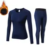 Femmes sous-vêtements thermiques mince polaire femme long johns hiver serré fitness couleur unie 211108