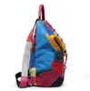 Brand retro Genuine Leather Backpack Sheepskin lady Backpack Designer Travel Colorful Patchwork Luxury Shopper Bag Mochila 210922