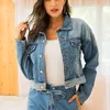 Kvinnors jackor kvinnors denim vintage kl￤der beskurna jeans jacka kvinnor streetwear frans plus size outwear designer
