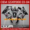 OEM Fairings 100% Fit For Suzuki 1000cc K3 GSX-R1000 03-04 Kropp 67NO.224 GSXR 1000 CC GSXR1000 2003 2004 K 3 GSX R1000 GSXR-1000 Röda flammor 03 04 Injektionsformkroppar