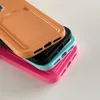 Étuis de téléphone résistants aux chocs en Silicone liquide 3 en 1 avec fente pour carte pour iPhone 12 11 Pro Max Mini XR XS X 8 7 Plus