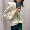 Pull blanc coréen pour femmes o cou à manches longues décontractées tops en tricot massif féminin vêtements chute 210524