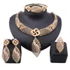 Trendy Nigeriaanse Afrikaanse Kralen Sieraden Sets Kristallen Ketting Oorbellen Bangle Ring Party Bruiloft Dubai Sieraden Set