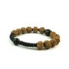 Bracelets porte-bonheur Rudraksha coquille de noix de coco naturelle avec perles d'oeil de tigre rouge Bracelet pour hommes femmes unisexe tibétain extensible Raym22