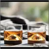 Glasögon Drinkware Kitchen, Dining Garden Drop Delivery 2021 Home Kitchen Mountain Wood Bottom Irish Transparent Glass Tea Cup For Whisky
