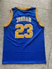 Mi08 Mens Vintage Michael Jodan Laney High School Jersey Basketball Jerseys Blue Yellow White Stitched Shirts S-XXL