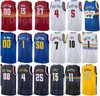 Skärmtryck Basket Jamal Murray Jersey 27 Nikola 15 Michael Porter Jr 1 Kommer Barton 5 Paul Millsap 4 Aaron Gordon 50 Navy Blå Vit Gul Svart Man Kvinna Ungdom