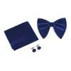 Herren-Krawatte, Samt-Fliege, Taschentücher, Manschettenknöpfe, 3 Sets, 15 Farben, einfarbig, mit Schleife, berufliche Business-Krawatte als Weihnachtsgeschenk