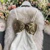 Yaz Seksi Straplez Tüp Üst Elbise Mizaç V Yaka Düşük Kesim Kapalı Omuz İç Taban Çantası Kalça Kısa C102 210506