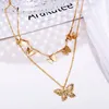 Europa och USA: s nya Butterfly Pendant Multilayer Creative Retro Golden Alloy Double Layer Necklace6214516