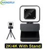 4k 2k anel luz mini câmera autofocus usb web cam pc computador laptop kamera webcam com microfone