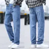 Jeans masculinos de alta qualidade leve reto solto algodão estiramento denim 2021 primavera e verão marca juventude moda thin249m