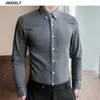 Novo Chegou Homem Homem Camisetas Camisas de Manga Longa Camisa listrada de estilo coreano Button Trendy Down Allmatch Blouse 210412