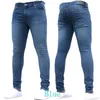 Mens skinny ren färg jeans män non ripped stretch denim byxor elastisk midja stor storlek europeisk stil lång byxa