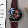 1ミヨタクォーツクロノグラフメンズウォッチAyrton Senna Edition PVD ​​Steel Black Dial Stopwatch Red Rubber Watch