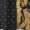 Kobiety Retro Moda Splicing Koszula Kobieta Pełna Projekt Zwierząt Drukuj Lapel Z Długim Rękawem TOP 210520
