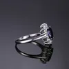Jewelrypalace Utworzono Blue Sapphire Ring Princess Crown Halo Zaręczyny Obrączki 925 Sterling Silver Dla Kobiet 210610