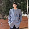 Iefb vår sommar koreanska temperament personlighet tre dimensionell skräddarsy grå kostym nisch design långärmad blazer 210524