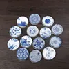 Tapete de chá de cerâmica tapete de xícara de porcelana azul e branco almofada agregado familiar kung fu chá conjunto acessório coaster japonês tapete de isolamento cx220117