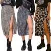 Jupes de léopard scintillantes d'été jupe longue jupe sexy streetwear streetwear dame vêtements skort for girls 210412